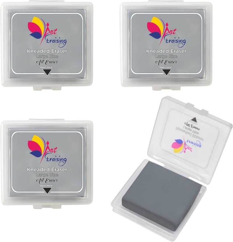 Art Eraising Kneaded Erasers for Artists - 4 Pack Large Size Grey Kneadable Erasers for Drawing & Sketching - Image 1